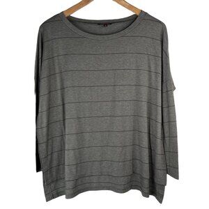 Mavenie Top Womens Small Striped Dolman Sleeve Top Oversized Gray Minimalist